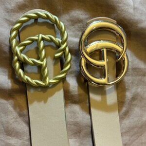 Basic CG Buckle BELTS -2 -shiny gold/matte gold twisted rope buckles 43" LG -SET